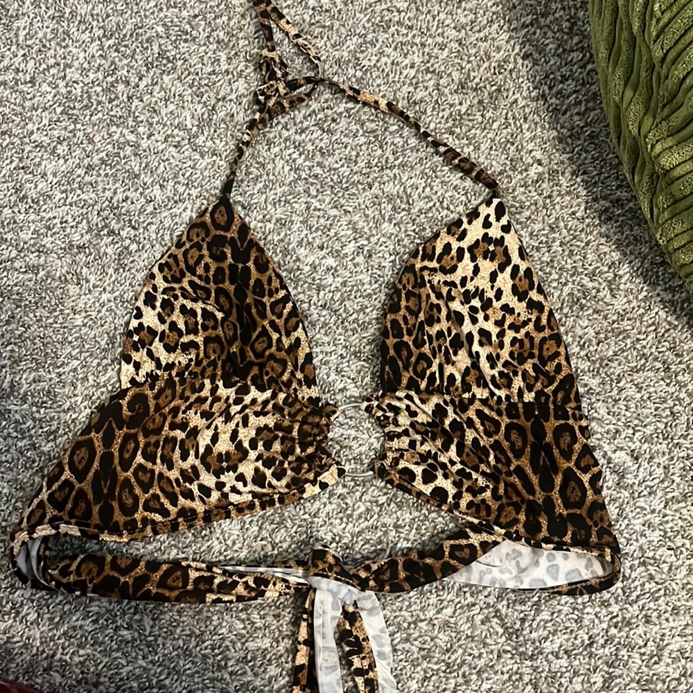 Cheetah print halter top with tie in the back